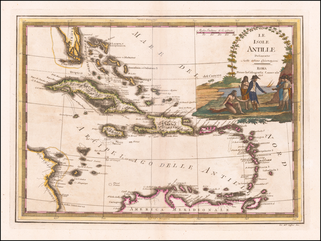 Map of (4f) Le Isole Antille. 1798. Giovanni Maria Cassini