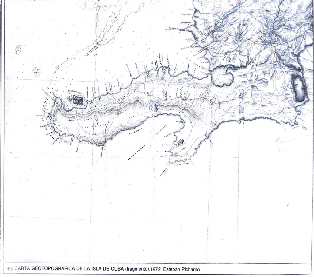 Map of (4g) Carta Geotopografia de la Isla de Cuba (fragmento). 1872. Esteban Pichardo.