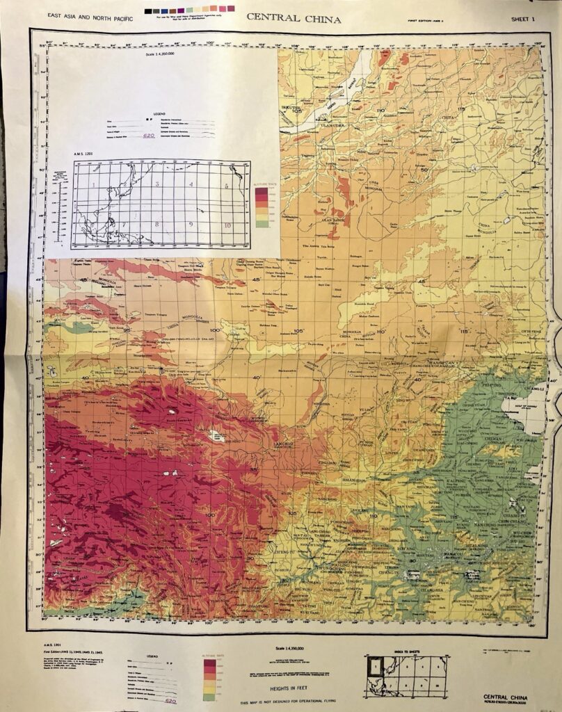 Map of Central China split by altitude. 